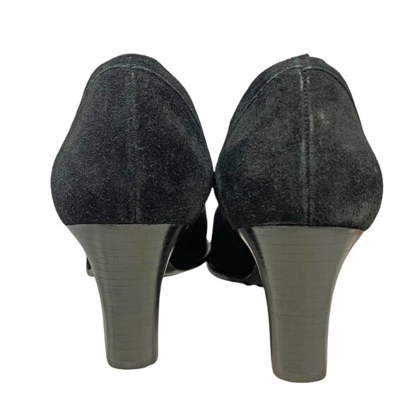Via Spiga Black Suede Cone Heel Mary‎ Jane Pumps - Picture 7 of 10